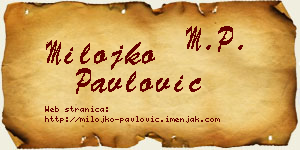 Milojko Pavlović vizit kartica